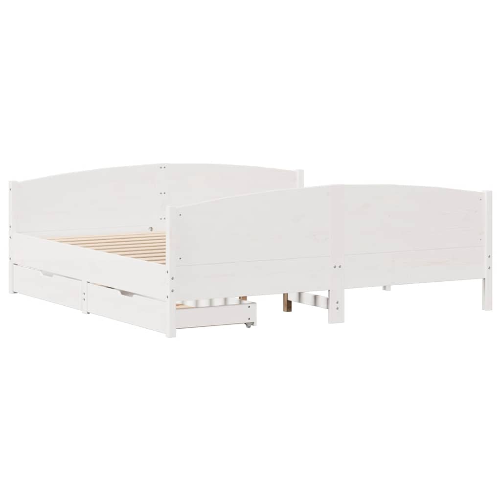 Sengeramme Uten Madrass Hvit 160X200 Cm Heltre Furu