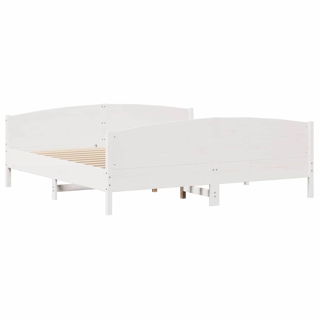 Sengeramme Uten Madrass Hvit 160X200 Cm Heltre Furu