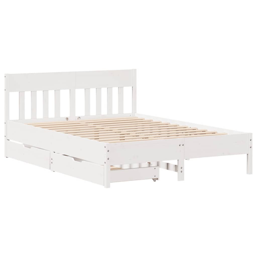 Sengeramme Uten Madrass Hvit 140X190 Cm Heltre Furu