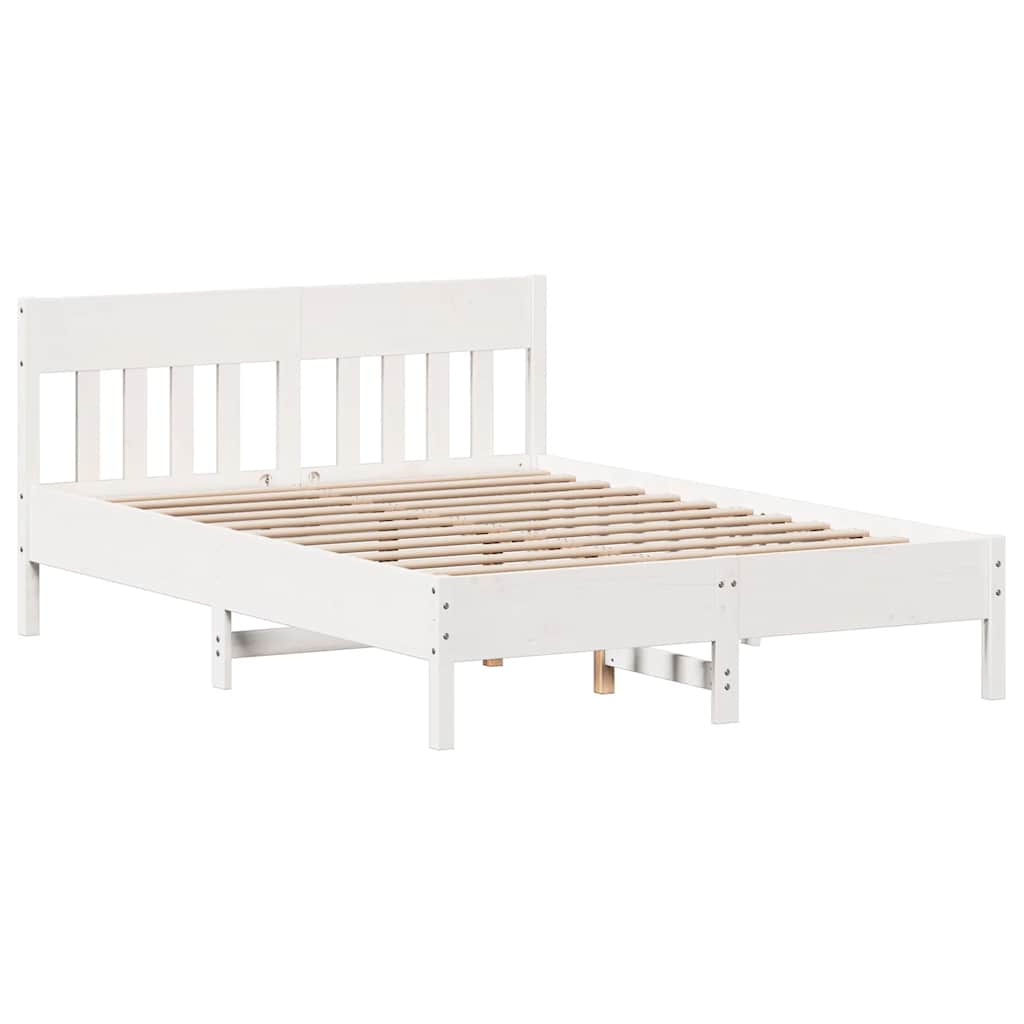 Sengeramme Uten Madrass Hvit 140X190 Cm Heltre Furu