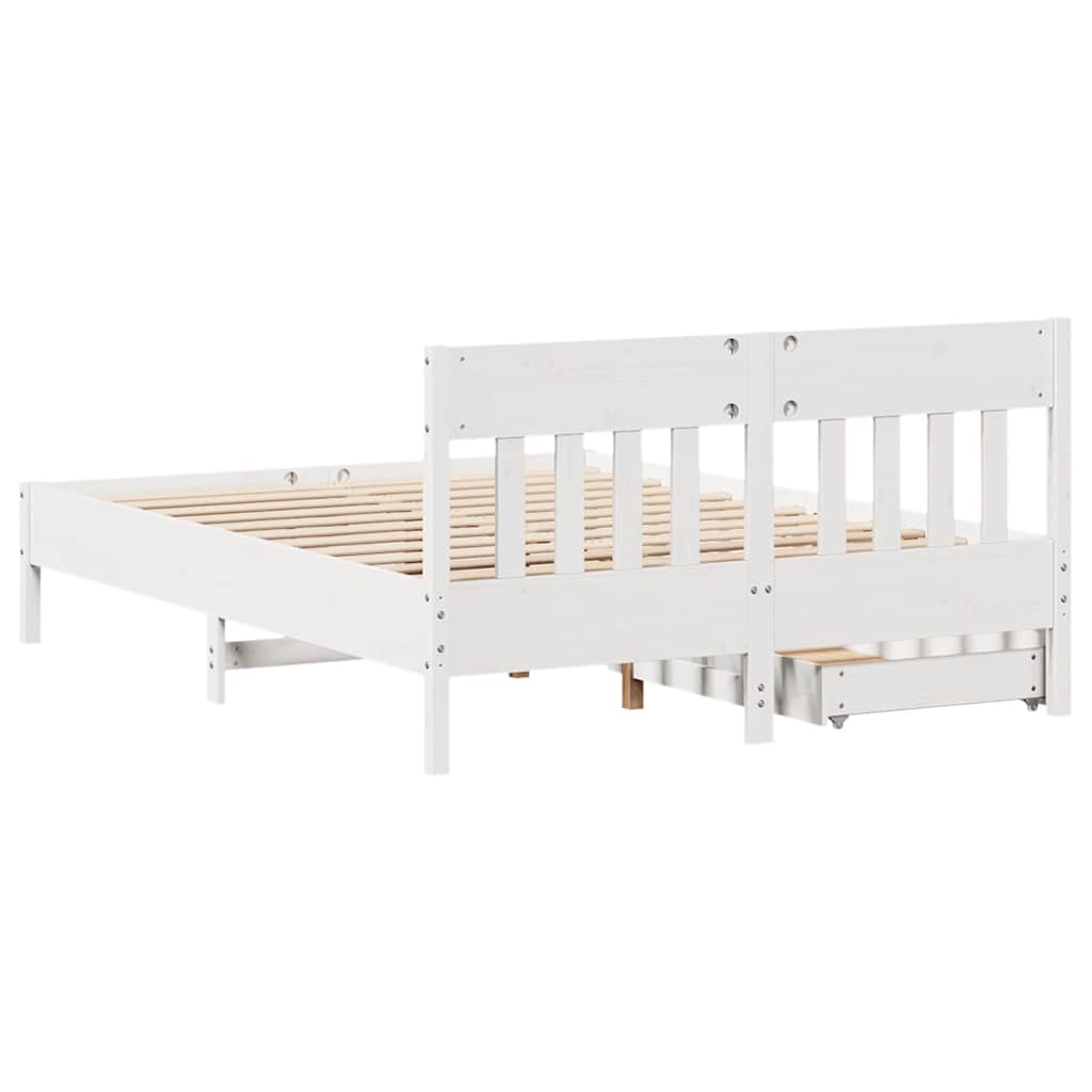 Sengeramme Uten Madrass Hvit 140X190 Cm Heltre Furu