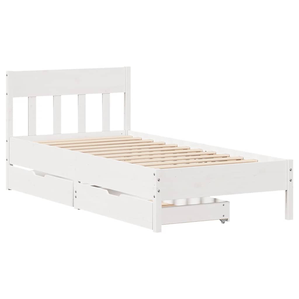 Sengeramme Uten Madrass Hvit 75X190 Cm Heltre Furu
