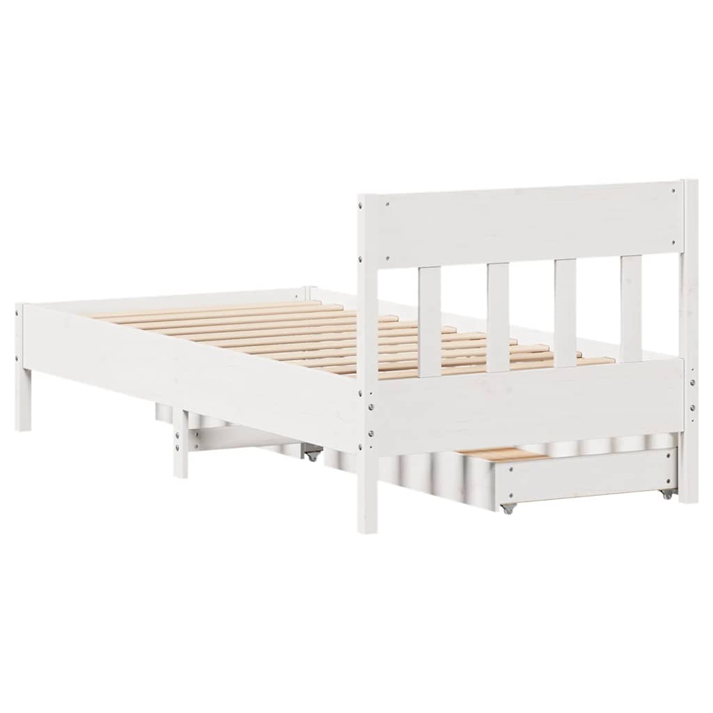 Sengeramme Uten Madrass Hvit 75X190 Cm Heltre Furu