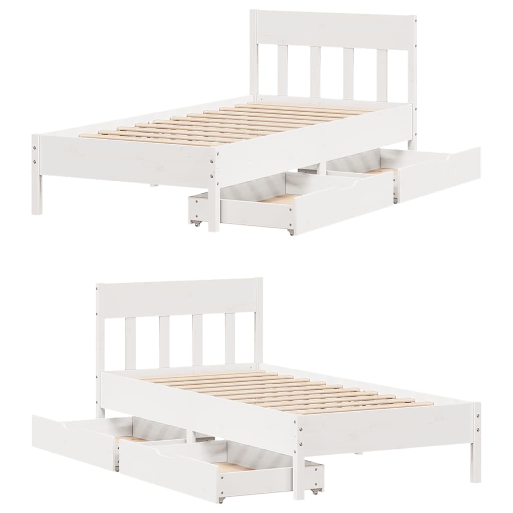 Sengeramme Uten Madrass Hvit 75X190 Cm Heltre Furu