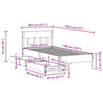Sengeramme Uten Madrass Hvit 75X190 Cm Heltre Furu