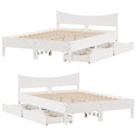 Sengeramme Med Skuffer Hvit 160X200 Cm Heltre Furu