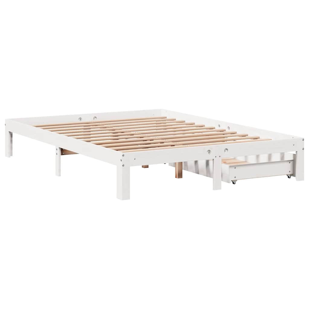 Sengeramme Med Skuffer Hvit 140X190 Cm Heltre Furu