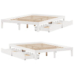 Sengeramme Med Skuffer Hvit 140X190 Cm Heltre Furu