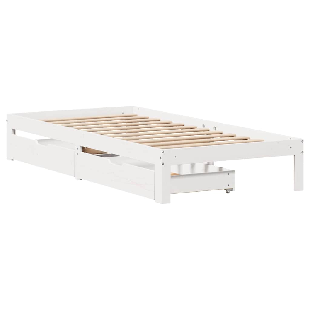 Sengeramme Med Skuffer Hvit 90X200 Cm Heltre Furu