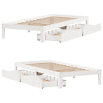Sengeramme Med Skuffer Hvit 90X200 Cm Heltre Furu