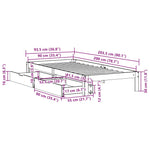 Sengeramme Med Skuffer Hvit 90X200 Cm Heltre Furu