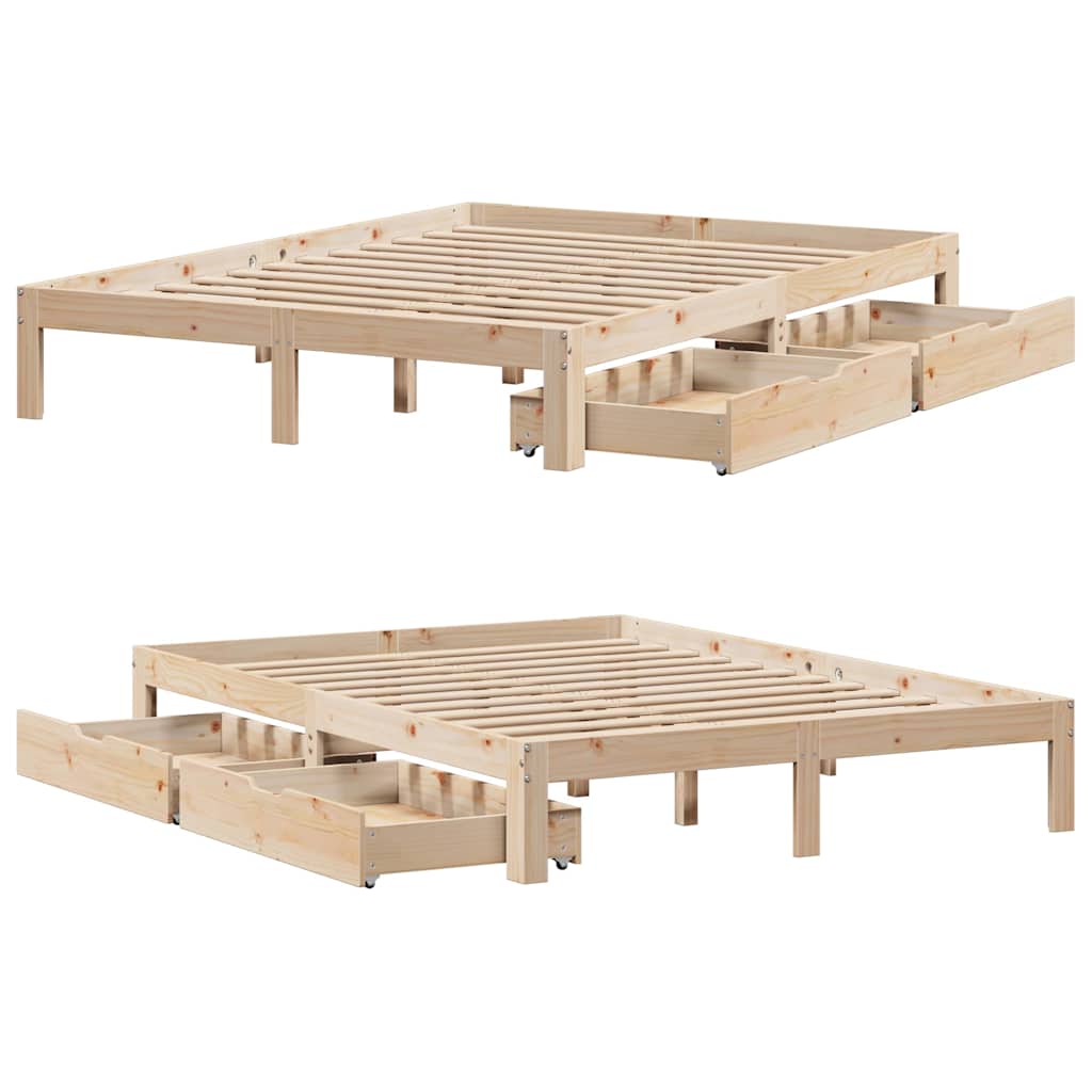 Sengeramme Med Skuffer 160X200 Cm Heltre Furu