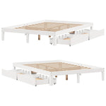 Sengeramme Med Skuffer Hvit 160X200 Cm Heltre Furu