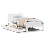 Sengeramme Med Skuffer Hvit 100X200 Cm Heltre Furu