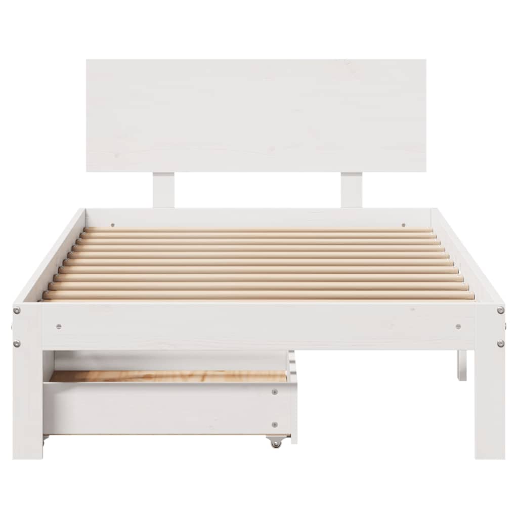 Sengeramme Med Skuffer Hvit 100X200 Cm Heltre Furu