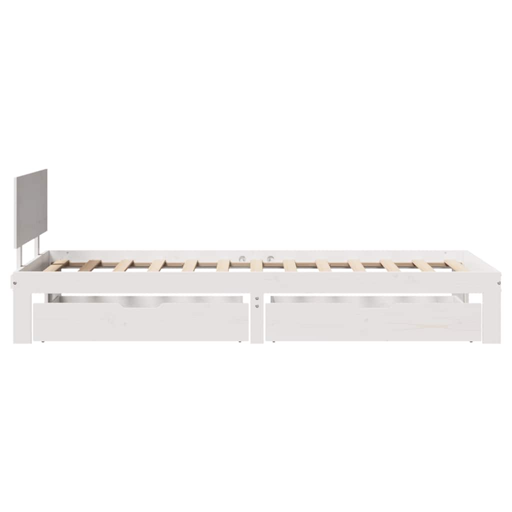 Sengeramme Med Skuffer Hvit 100X200 Cm Heltre Furu