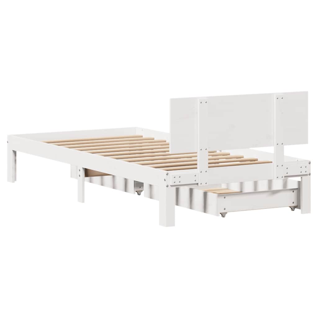 Sengeramme Med Skuffer Hvit 100X200 Cm Heltre Furu