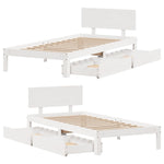 Sengeramme Med Skuffer Hvit 100X200 Cm Heltre Furu