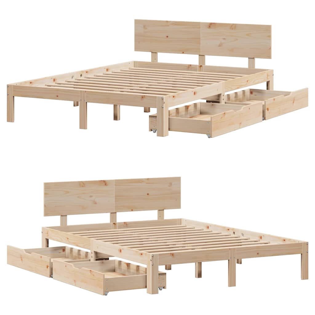 Sengeramme Med Skuffer 120X200 Cm Heltre Furu