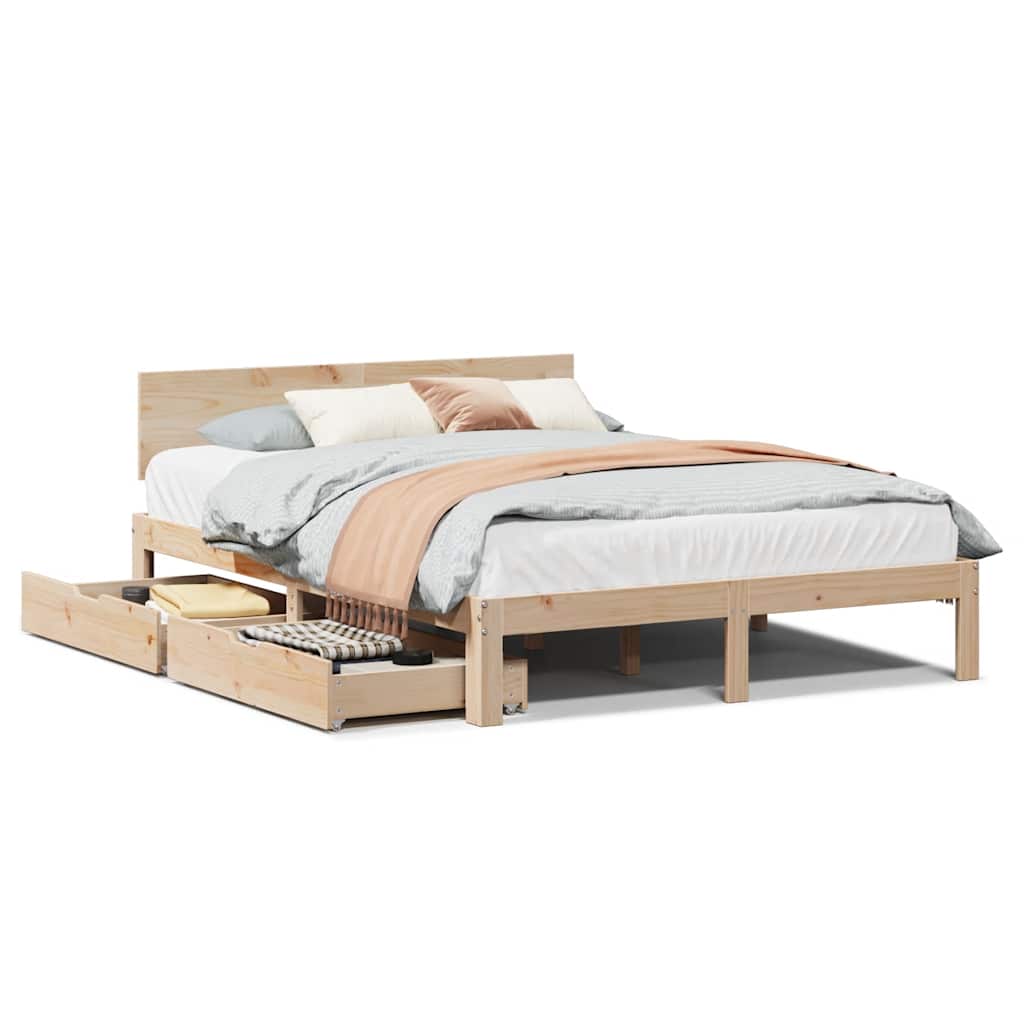 Sengeramme Med Skuffer 140X200 Cm Heltre Furu