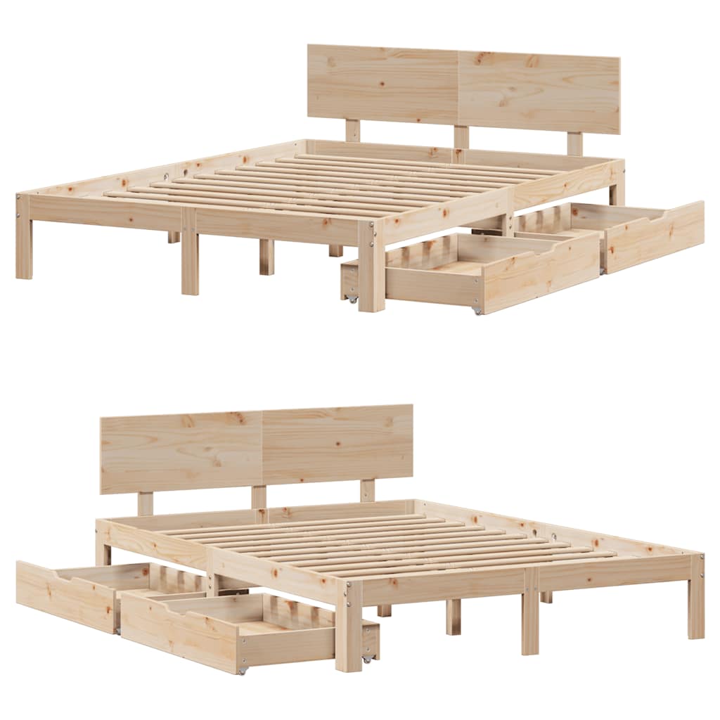 Sengeramme Med Skuffer 140X200 Cm Heltre Furu