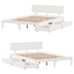 Sengeramme Med Skuffer Hvit 140X200 Cm Heltre Furu