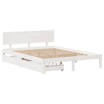 Sengeramme Med Skuffer Hvit 160X200 Cm Heltre Furu
