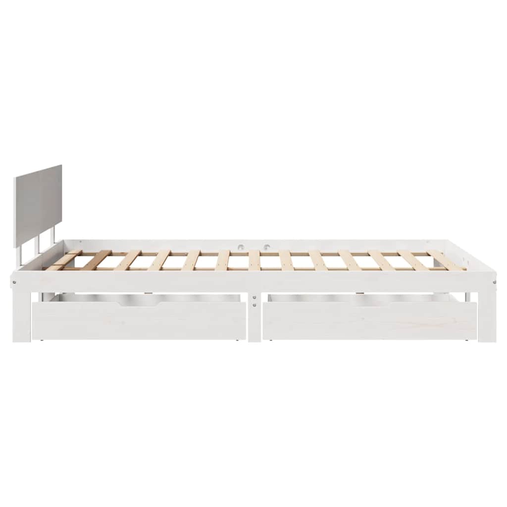 Sengeramme Med Skuffer Hvit 160X200 Cm Heltre Furu