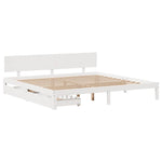 Sengeramme Med Skuffer Hvit 200X200 Cm Heltre Furu