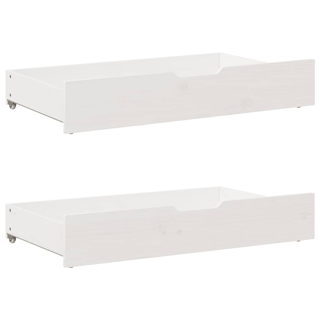 Sengeramme Med Skuffer Hvit 200X200 Cm Heltre Furu