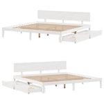 Sengeramme Med Skuffer Hvit 200X200 Cm Heltre Furu