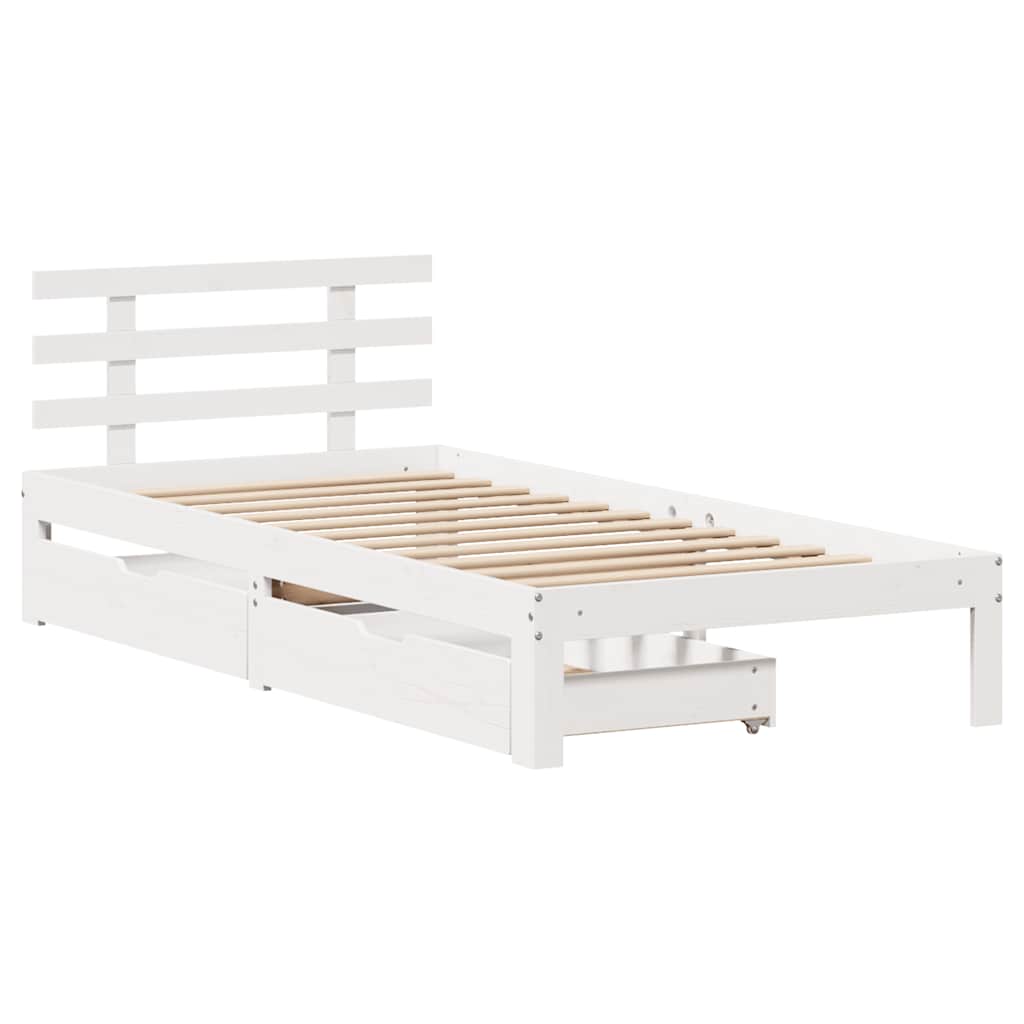 Sengeramme Med Skuffer Hvit 90X200 Cm Heltre Furu