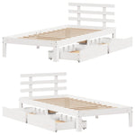 Sengeramme Med Skuffer Hvit 90X200 Cm Heltre Furu