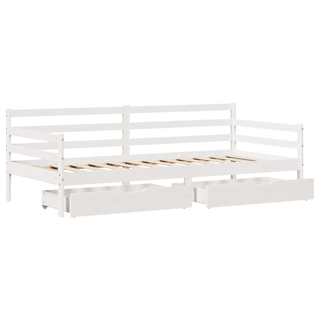 Dagseng Med Skuffer Hvit 90X200 Cm Heltre Furu