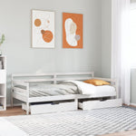 Dagseng Med Skuffer Hvit 90X200 Cm Heltre Furu