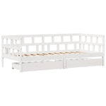 Dagseng Med Skuffer Hvit 90X190 Cm Heltre Furu