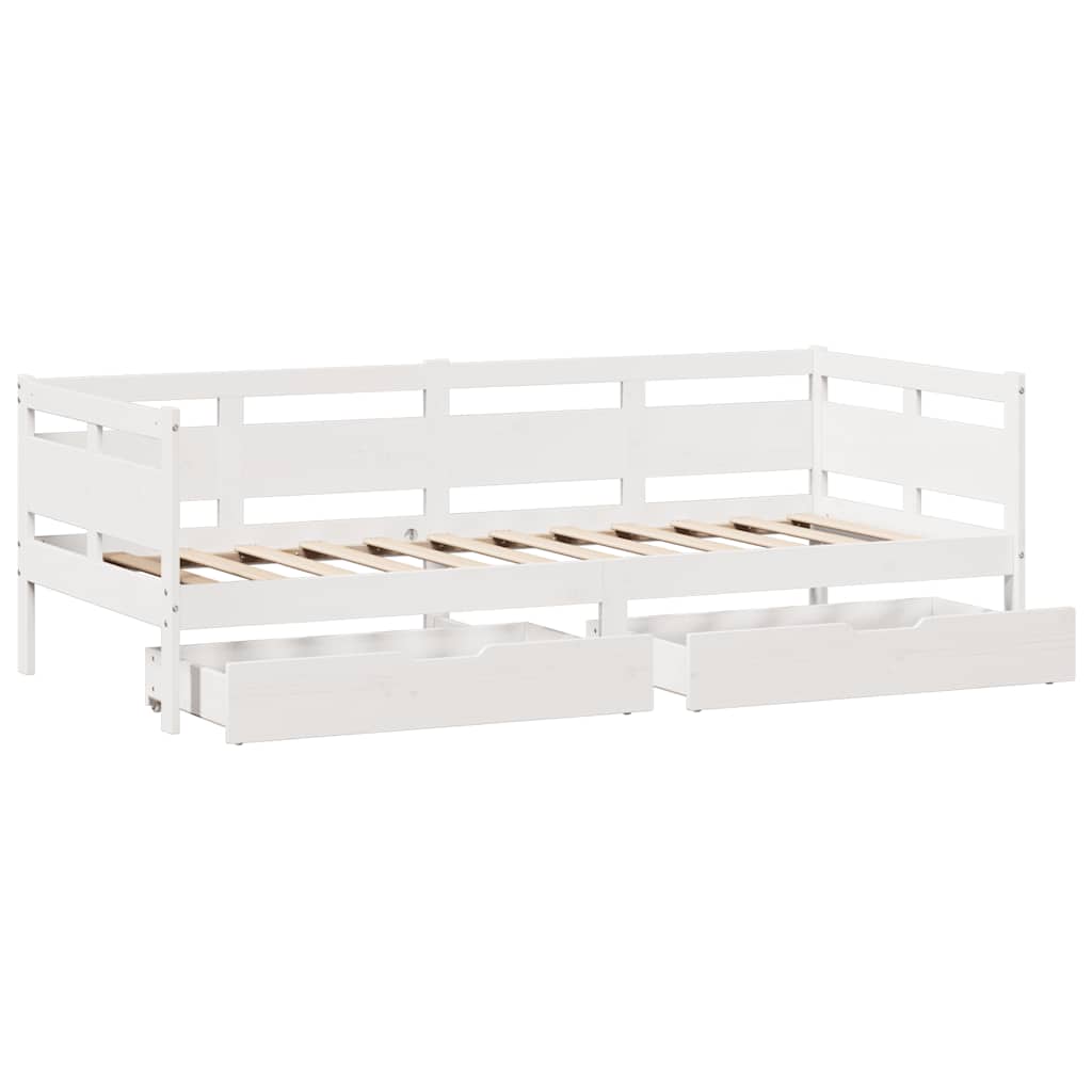 Dagseng Med Skuffer Hvit 90X200 Cm Heltre Furu