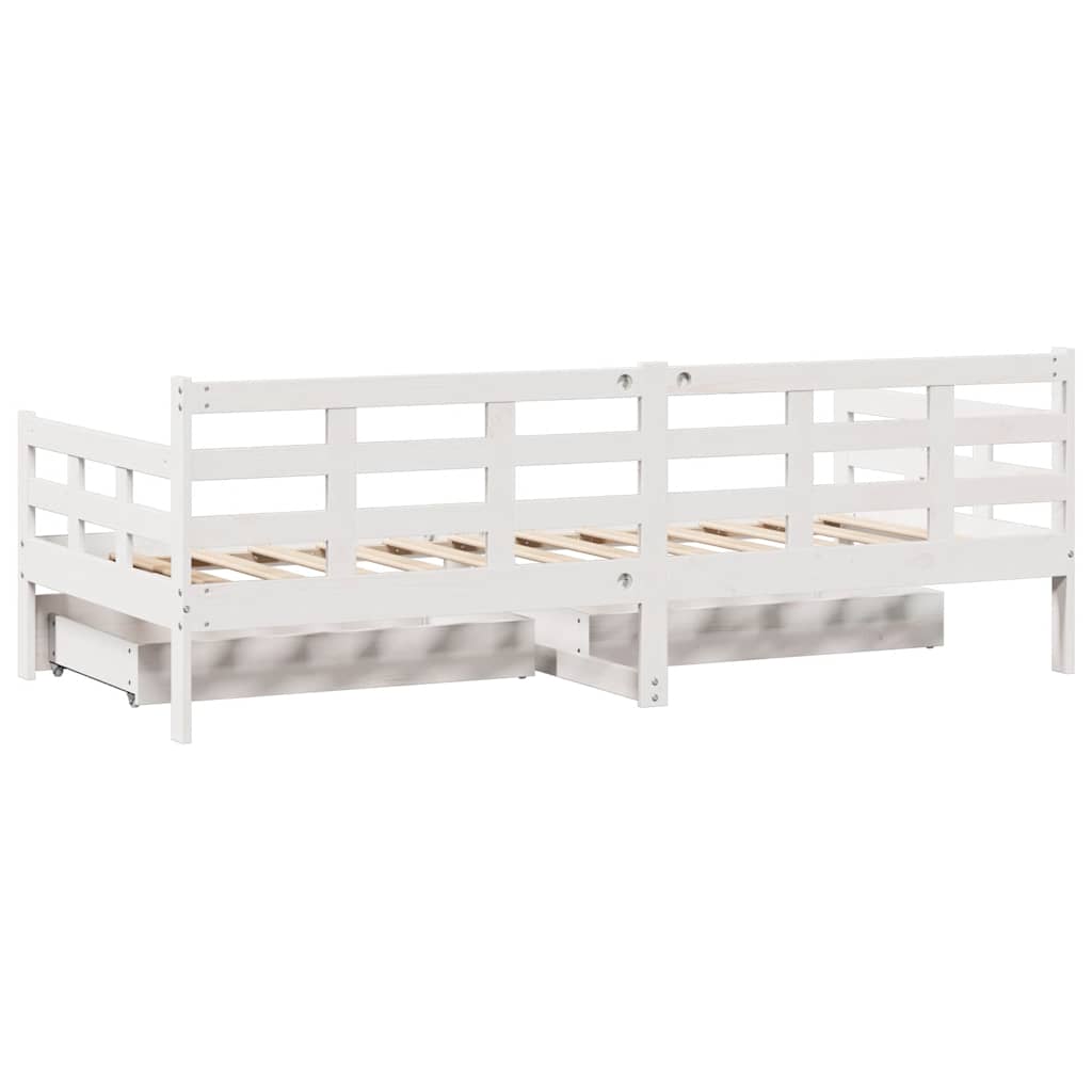 Dagseng Med Skuffer Hvit 90X200 Cm Heltre Furu