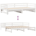 Uttrekkbar Dagseng Med Skuffer Uten Madrass Hvit 80X200 Cm