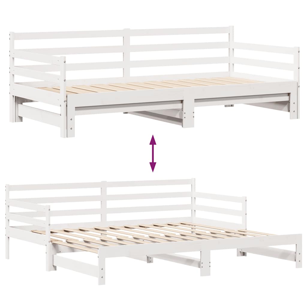 Uttrekkbar Dagseng Med Skuffer Uten Madrass Hvit 90X200 Cm