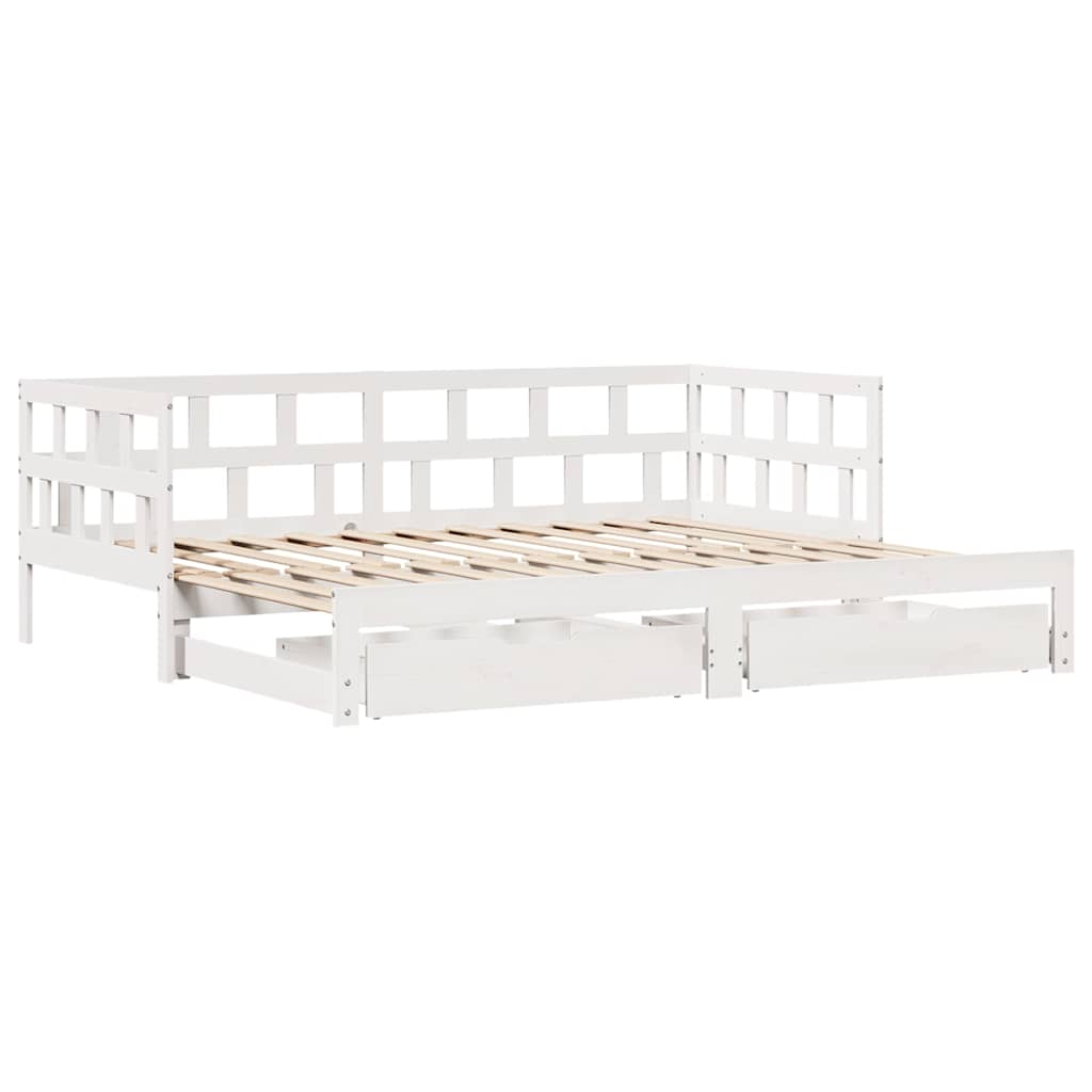 Uttrekkbar Dagseng Med Skuffer Uten Madrass Hvit 80X200 Cm