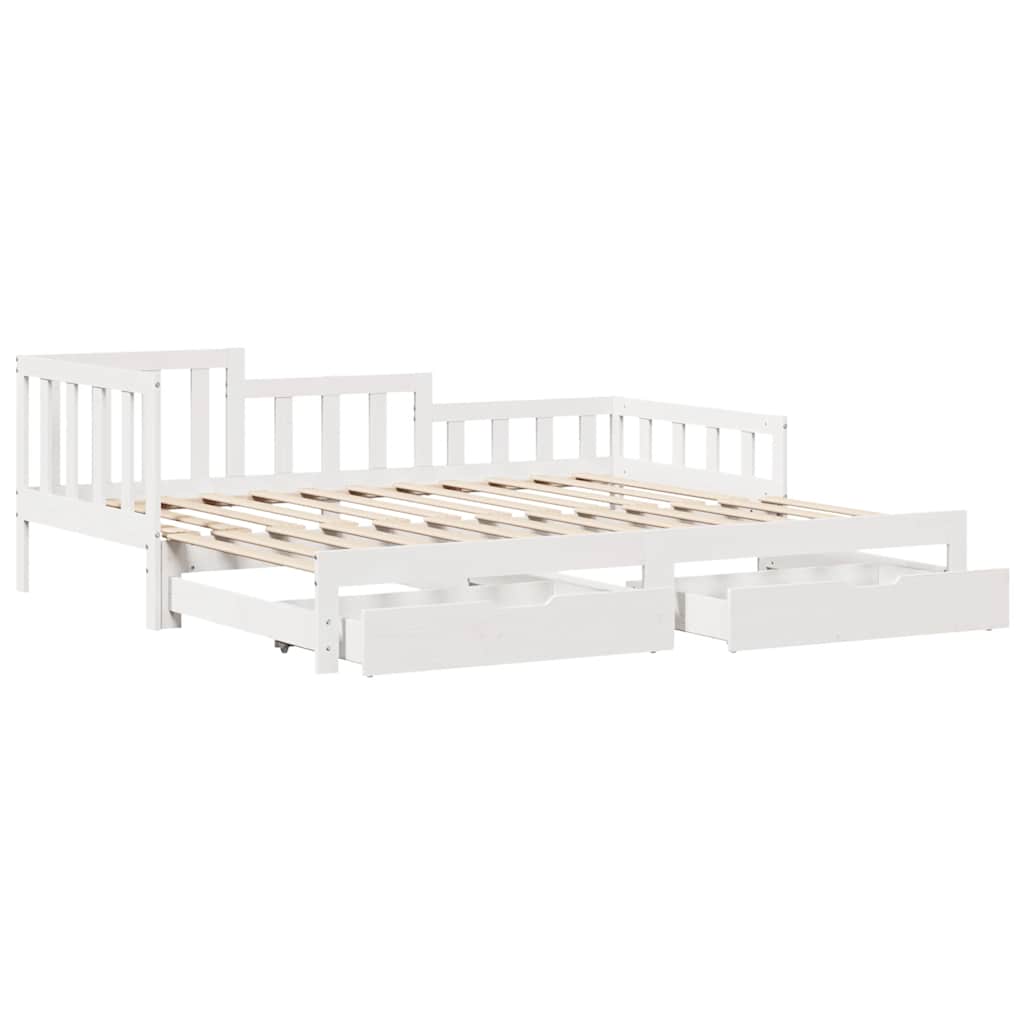 Uttrekkbar Dagseng Med Skuffer Uten Madrass Hvit 90X190 Cm
