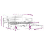 Uttrekkbar Dagseng Med Skuffer Uten Madrass Hvit 80X200 Cm