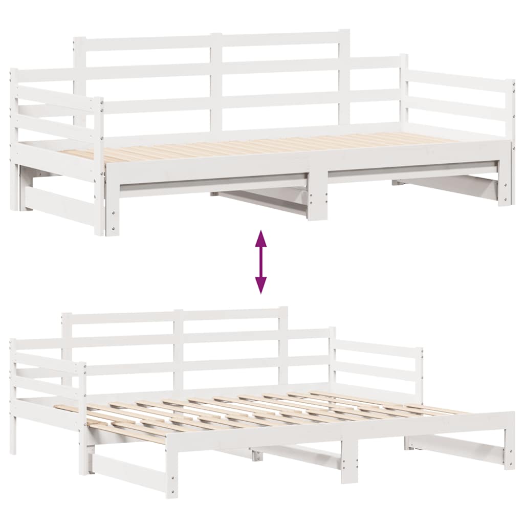 Uttrekkbar Dagseng Med Skuffer Uten Madrass Hvit 80X200 Cm