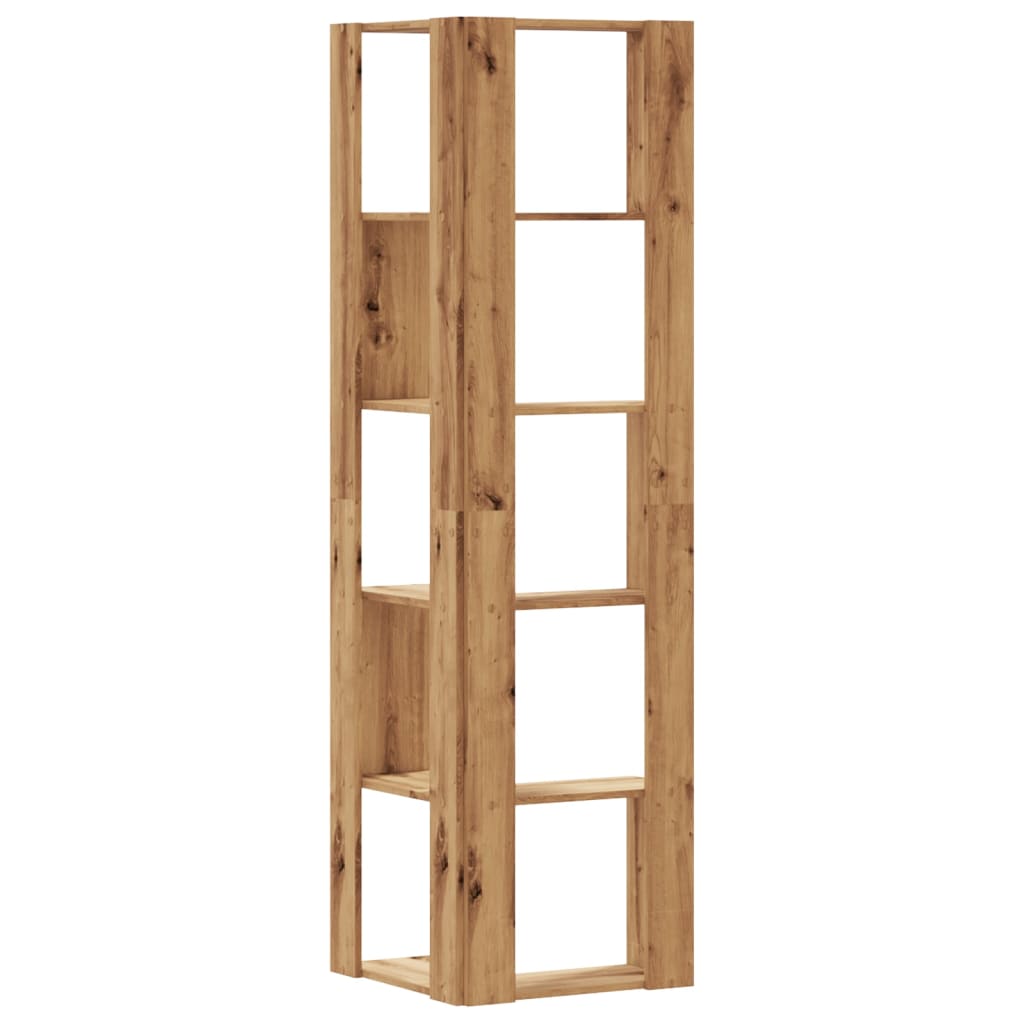 Bokhylle Hjørne 5 Lag Artisan Eik 50X50X179 Cm Konstruert Tre