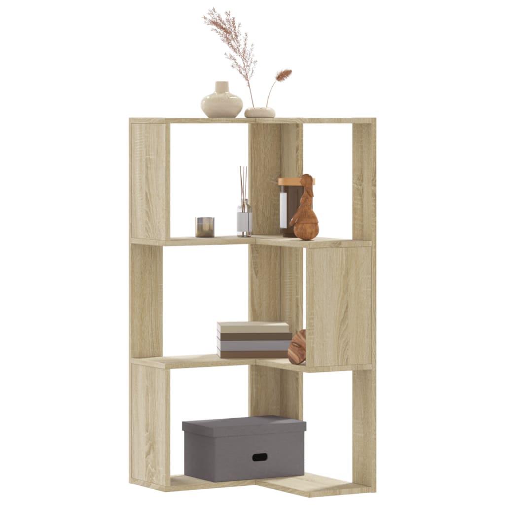 Bokhylle Hjørne 3 Lag Sonoma Eik 50X50X102 Cm Konstruert Tre