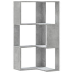 Bokhylle Hjørne 3 Etasjer Betonggrå 50X50X102 Cm Konstruert Tre