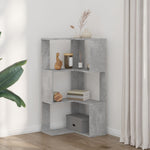 Bokhylle Hjørne 3 Etasjer Betonggrå 50X50X102 Cm Konstruert Tre