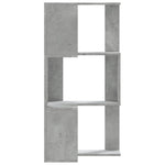 Bokhylle Hjørne 3 Etasjer Betonggrå 50X50X102 Cm Konstruert Tre