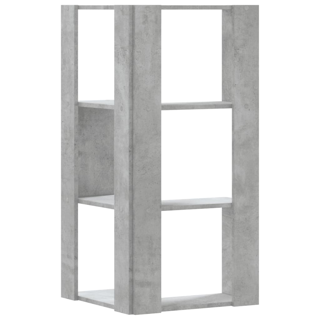 Bokhylle Hjørne 3 Etasjer Betonggrå 50X50X102 Cm Konstruert Tre